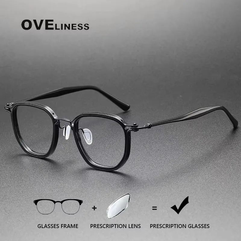 

Acetate Titanium optical Glasses Frame Men Retro Square myopia Prescription Eyeglasses frames Women Eyewear Spectacles