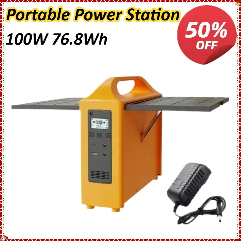 

New 100W 76.8Wh Portable Power Station 110V/220V Solar Generator Mobile Power Station with Solar Panel Power Bank for Camping