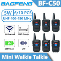 Baofeng BF-C50 Mini Walkie Talkie 5W UHF Dual PTT with Type-C Charger Child Intercom 1500mAh HF Transceiver Ham Radio