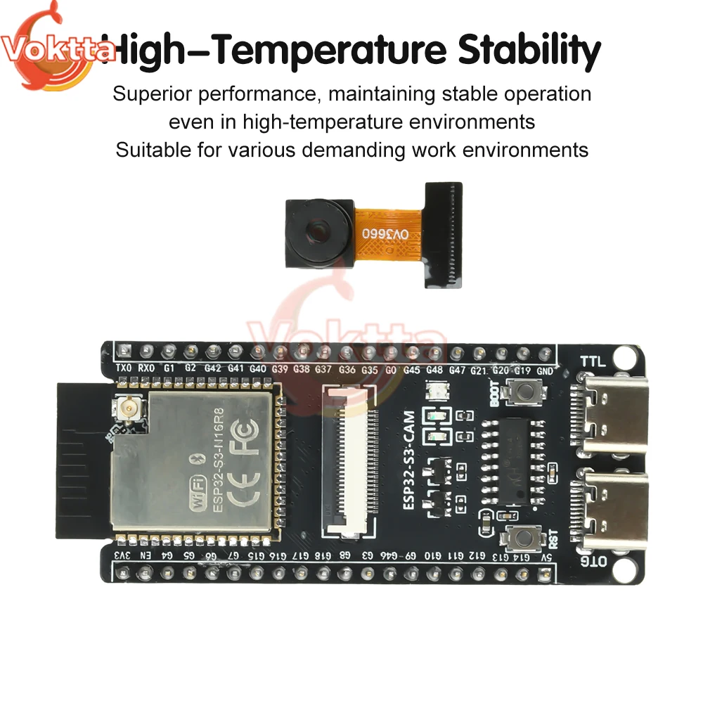 ESP32-S3-CAM Development Board WIFI Bluetooth Core Board OV3660 Camera Module Onboard ESP32-S3-N16R8 CH340 Module Dual Type-C