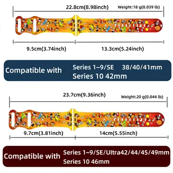 迪士尼印花錶帶,適用於 Apple Watch 11/10/9/8/7,矽膠材質,可更換錶帶,適用於 iWatch 46mm/45mm/42mm/41mm 錶帶 8 最佳銷售 蘋果手錶迪士尼 - №7