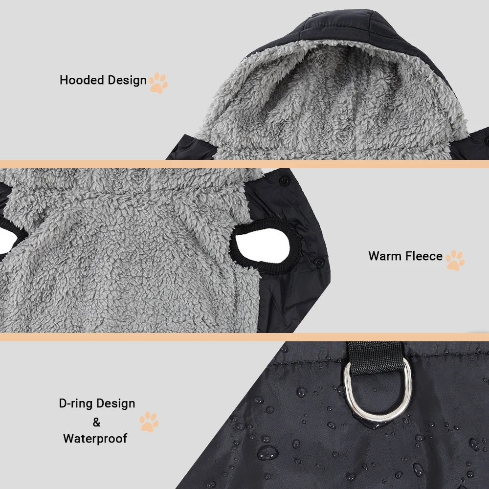 Winterhundekleidung, warme Fleece-Hundekapuzenjacke, wasserdichtes Haustierkleidung, Welpen-Hoodie-Outfit für kleine und mittelgroße Hunde, Chihuahua – Detail 13
