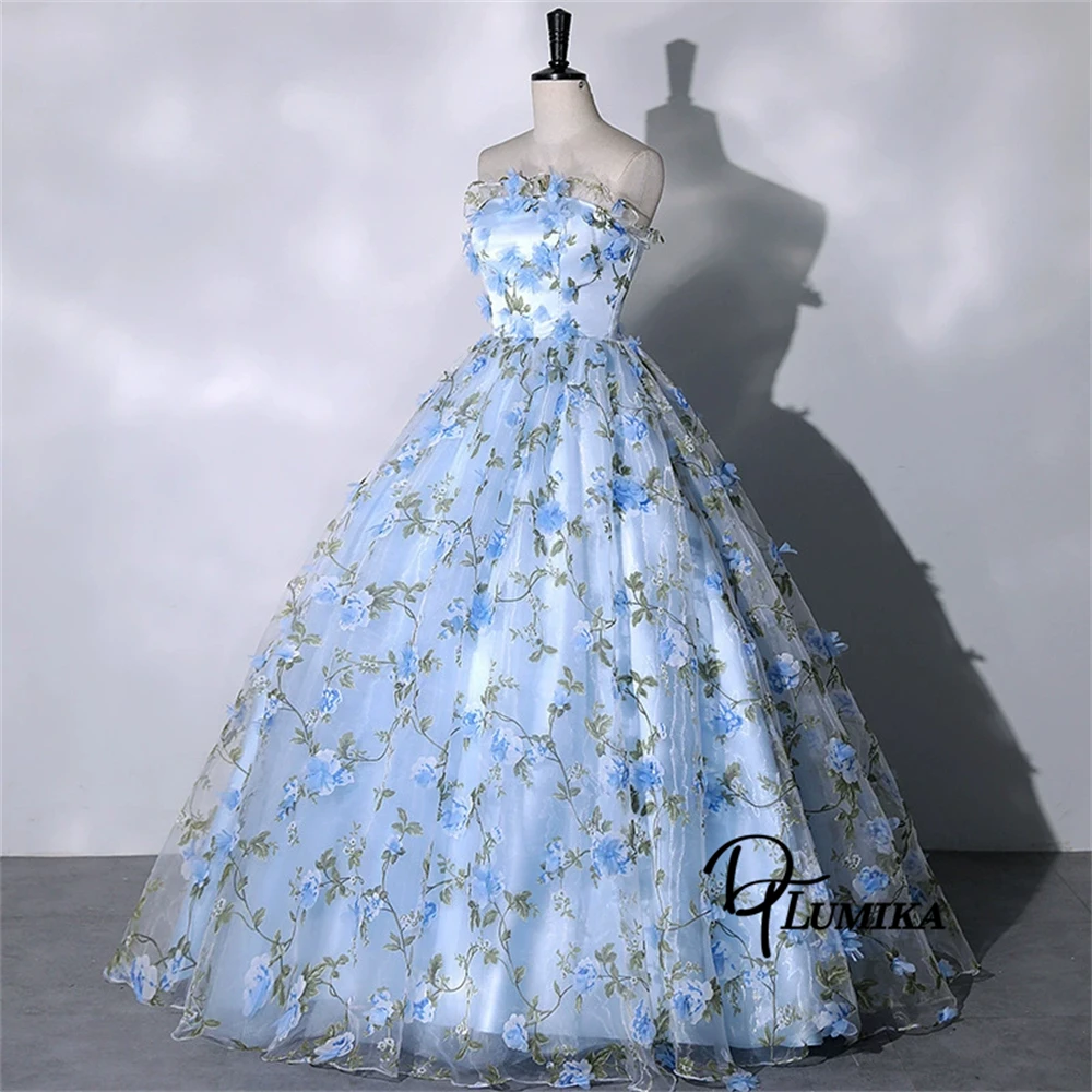 DTLumika princesse robe de bal florale pour les femmes 2025 bretelles à lacets robes de Quinceanera douce 15 16 robes