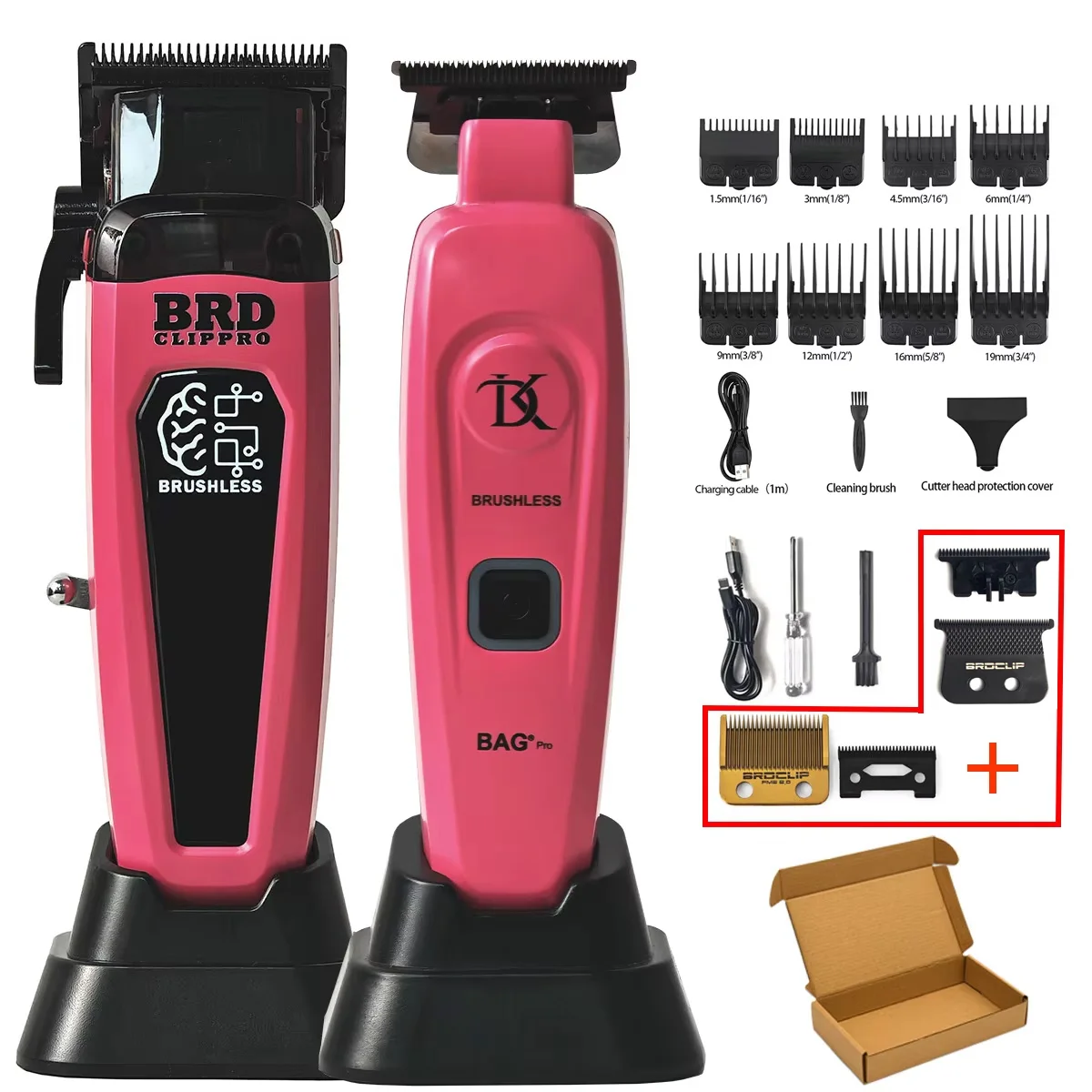 BRDCLIP 7500 RPM Borstelloze Motor Professionele Tondeuse Kapper Haar Snijmachine Kit Salon Tondeuse voor Mannen 106 078