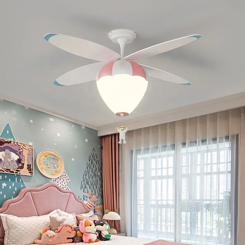 Modern Kids Fan Lights Hot Air Balloon Astronauts Led Ceiling Fan  Intelligent Remote Control Ceiling Fan with Light