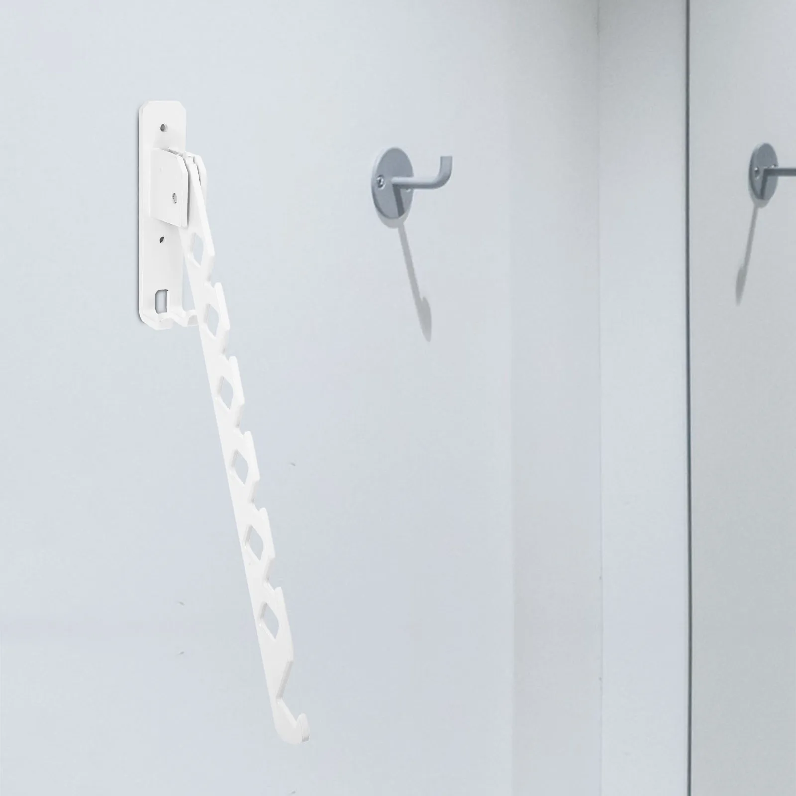 

Wall Mounted Clothes Drying Rack Foldable Black Space Saving Bedroom Laundry Metal Garment Rack Strong Hook Design Easy Install