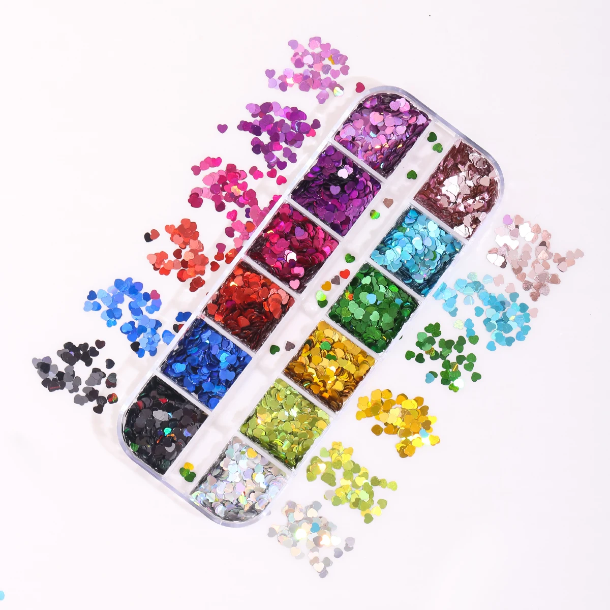 12 Grids Mixed Four Pointed Star Design Nail Glitters Holographic Glitter Sequins Nail Patch DIY Nail Art Decoration