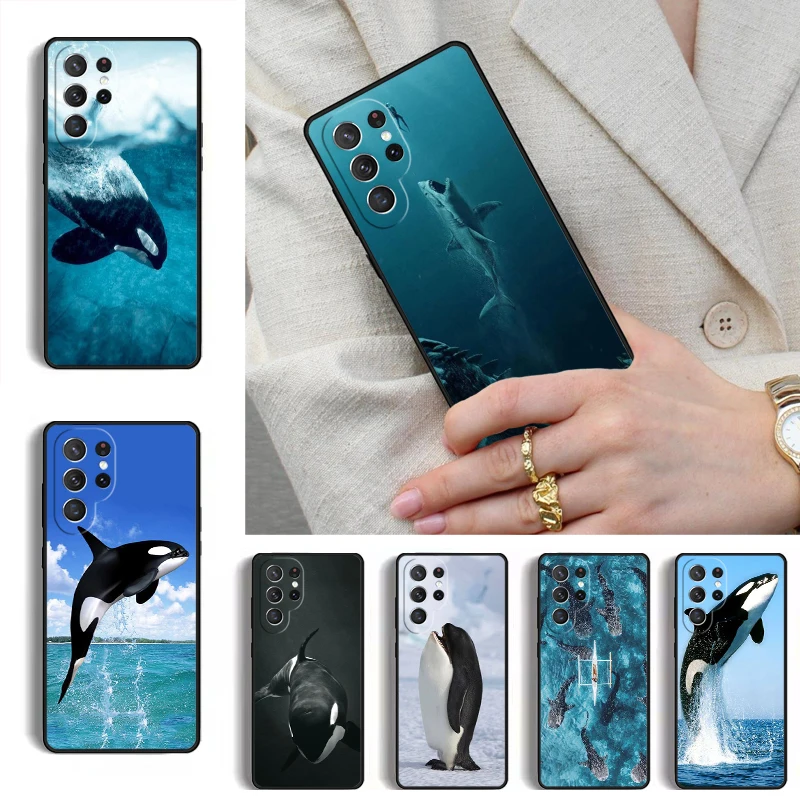 Novelty Killer Whale Phone Case for Samsung Galaxy S26 S25 Ultra S24 S23 S22 S21 Plus Note 10 Bumper Cover
