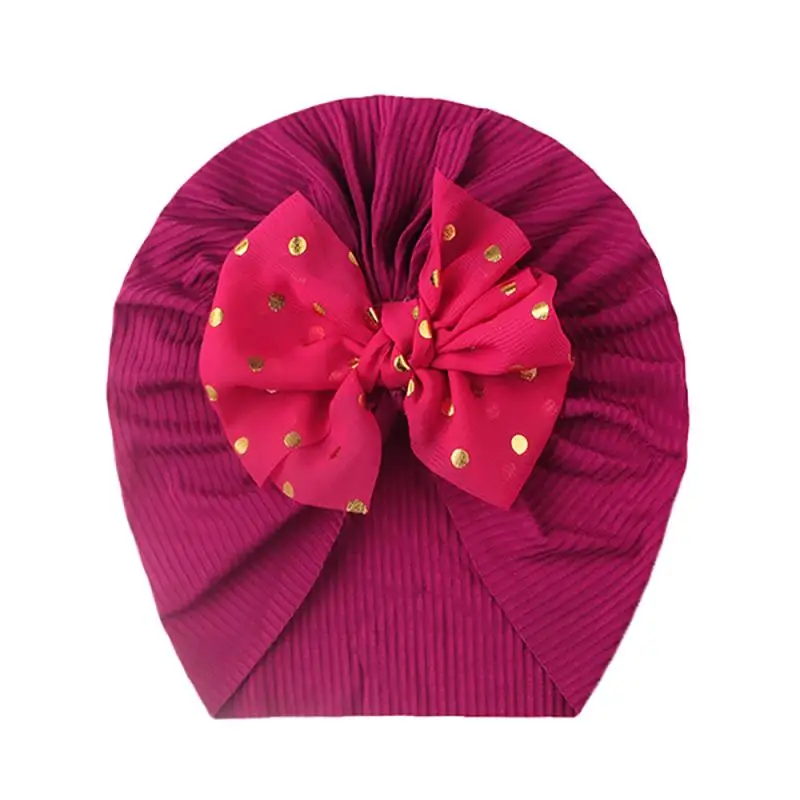 Baby Accessories Newborn Baby Children Baby Boy Girl Indian Turban Polyester Twist Bow Solid Color Soft Hat