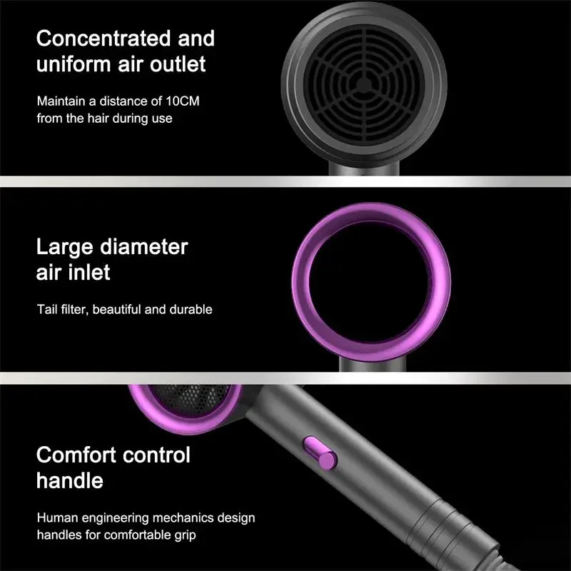 مجفف الشعر السلبي Lonic ضربة تدفق الهواء درجة حرارة ثابتة لا ضرر الشعر عالية السرعة التوربينات الكهربائية تدفق الهواء العناية بالشعر ﻿   بونيت