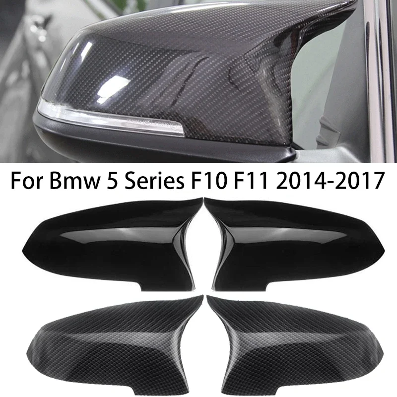 

For Bmw 5 Series F10 F11 Lci 2014-2017 Carbon Fiber Gloss Black Car Side Rearview Mirror Covers Caps Replacement