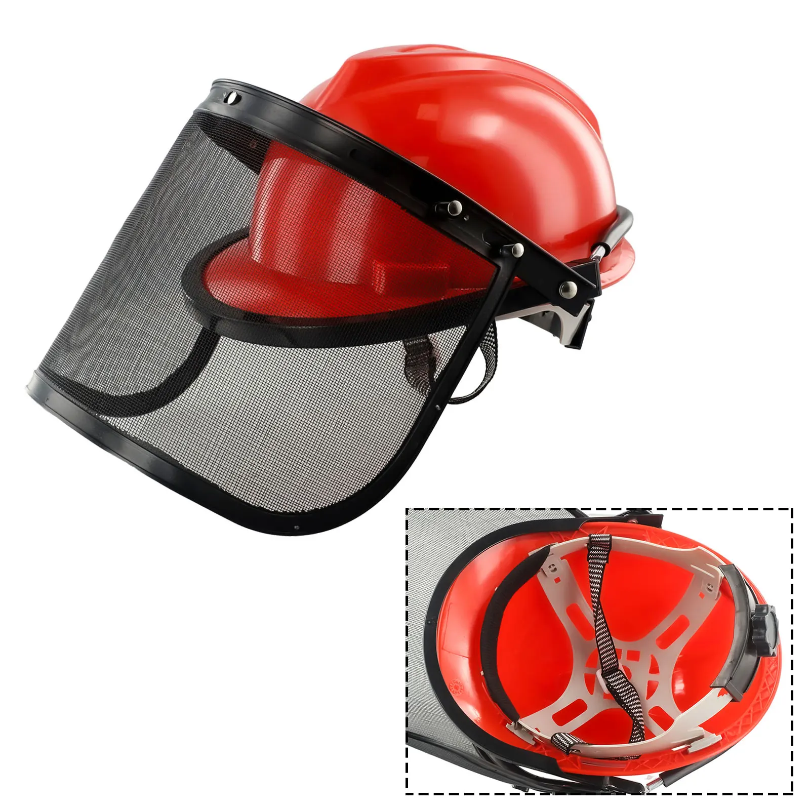 Red Motorcycle Safety Helmet Chainsaw Helmet With Mesh Cover Adjustable Headband Universal For Bike Cycling/garden Weeding