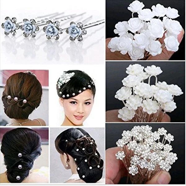 

18pcs Headwear Clips Bride U Shape Pin Wedding Alloy Clip For Wedding Acrylic Hair Accessories Durable Lightweight