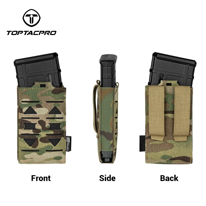 TOPTACPRO Tactical Mag Pouch MOLLE Single Mag Carrier Laser Cut 5,56 mm 8514