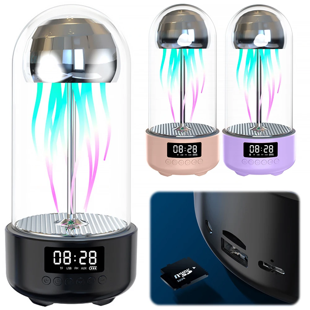 Bluetooth-Compatible Wireless Lighting Speaker with Colorful Light Smart Jellyfish Speaker Subwoofer for Living Room