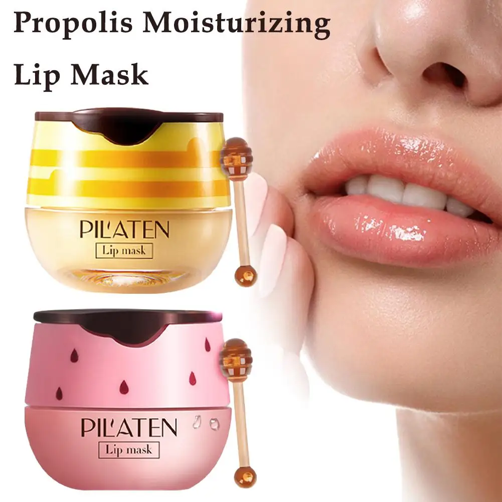 Bee Balm Honey Pot,Propolis Moisturizing Lip Mask,Hydrating Exfoliator & Scrubs Lip Dry Prevention Cracked and Y8T6