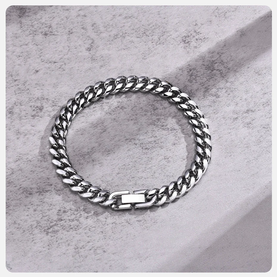 Vnox 6//12mm kubanische Ketten armbänder für Männer Frauen, massiver Edelstahl Bordstein kette Armband Schmuck – Detail 7