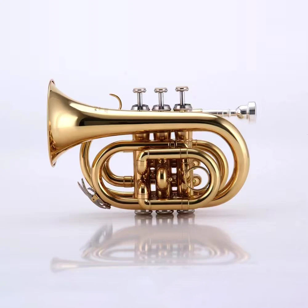 Mini Pocket Trumpet Bb Flat Palm number Brass Material Professional Wind Instrument with Mouthpiece Cloth Carrying Case