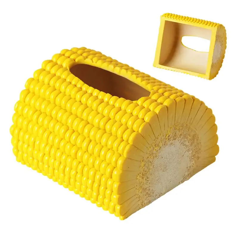 

Unique Tissue Box Holder Creative Corn Modern Tissue Holder Wide Opening Bathroom Tissue Holder Multi-purpose Resin Ornament For