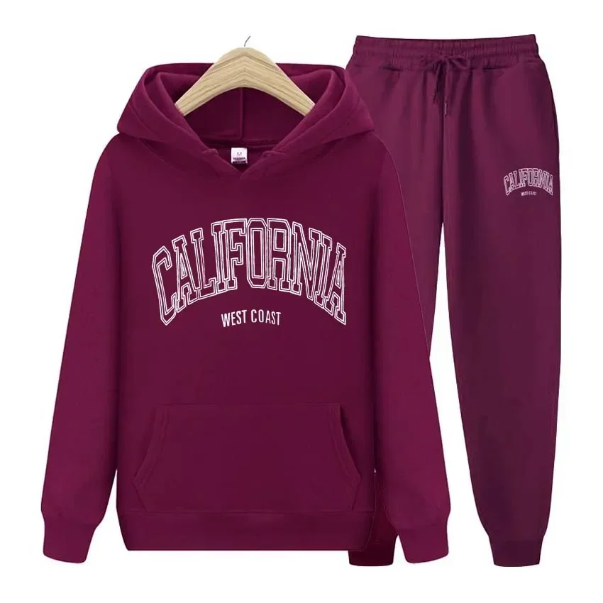

California Hoodies+Pants Two Piece Set Men's And Women's Long Sleeves California Sweatshirts Hoodies Oversized Hoodies Set