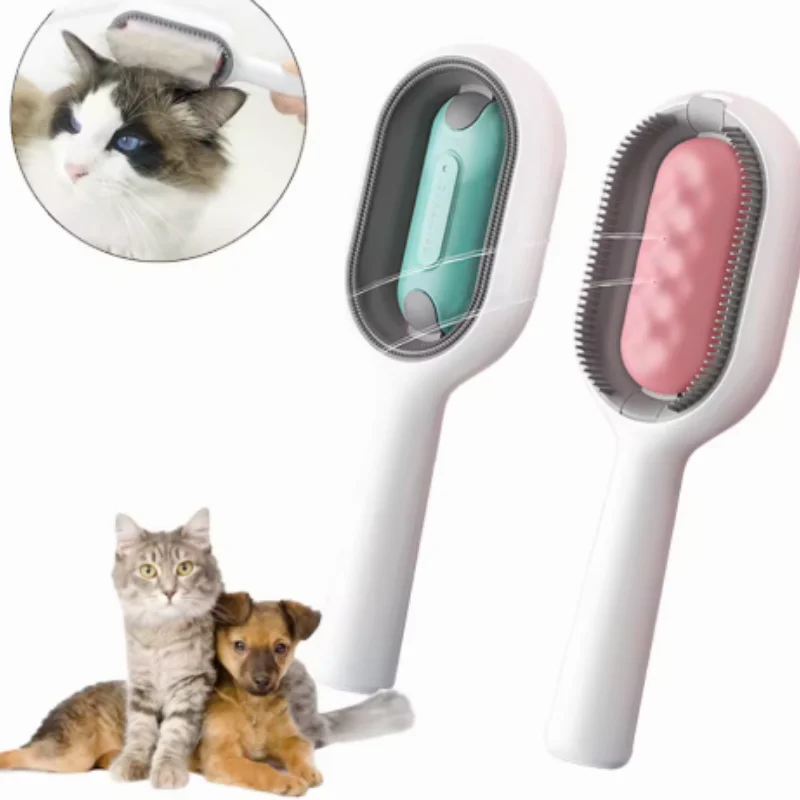 Haustierpflegekamm, Katzenbürste, lange Haarentfernerbürste für Hunde und Katzen, Silikon-Wischtuch und Wassertank, Haustierprodukt-Zubehör