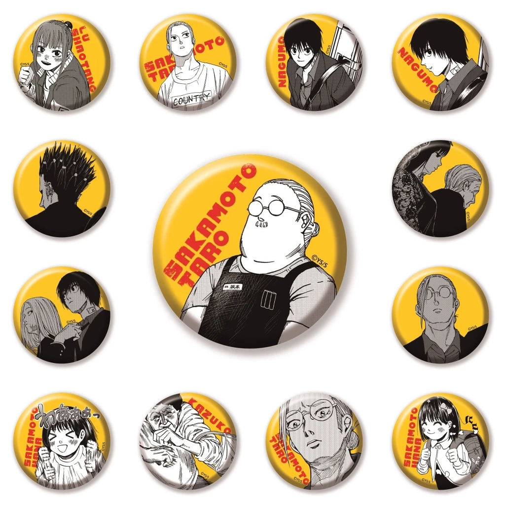 

58mm Anime Taro SAKAMOTO DAYS Shin Asakura Heisuke Mashimo Cosplay COSTUME Badge Pin SPTE Tinplate Brooch Prop Xmas Gift