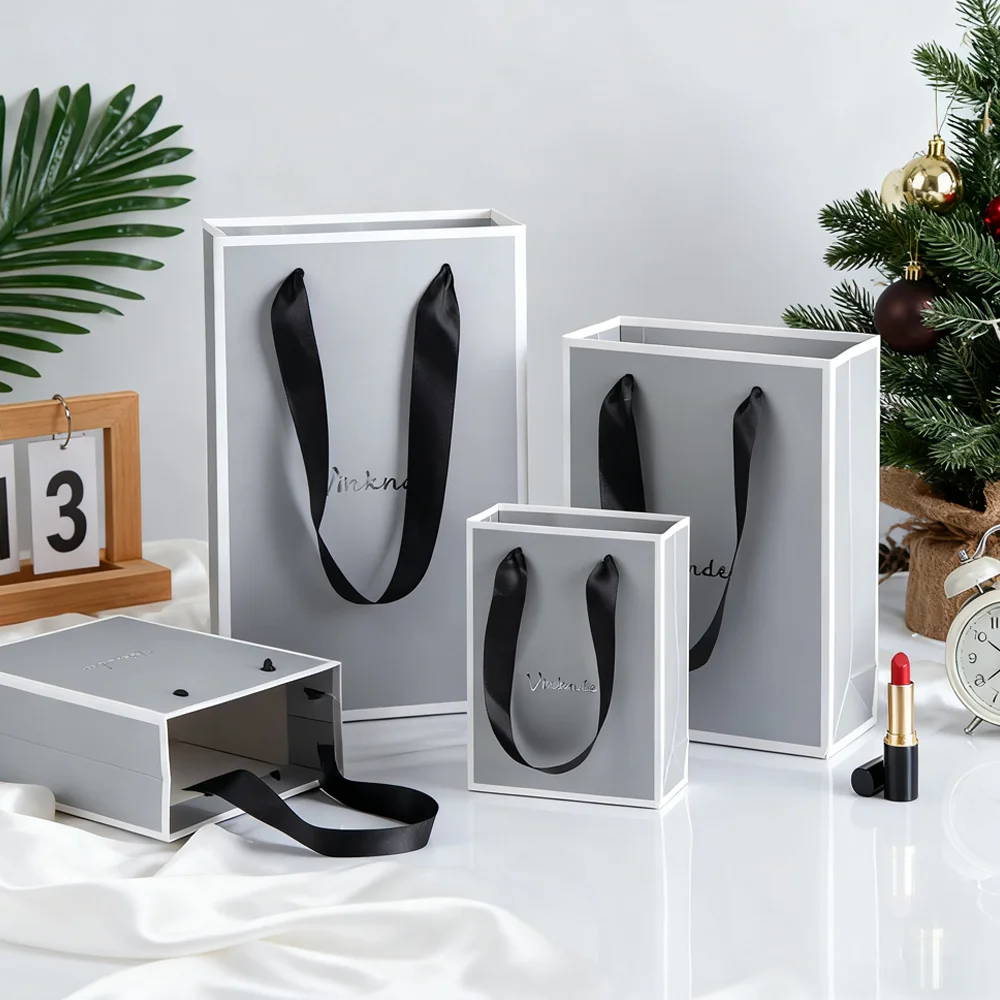 

24Pack Recyclable Shopping Clothing Bag High-End Wedding Christmas Gift Paper Tote Bags with Your Own Logo for Small Business