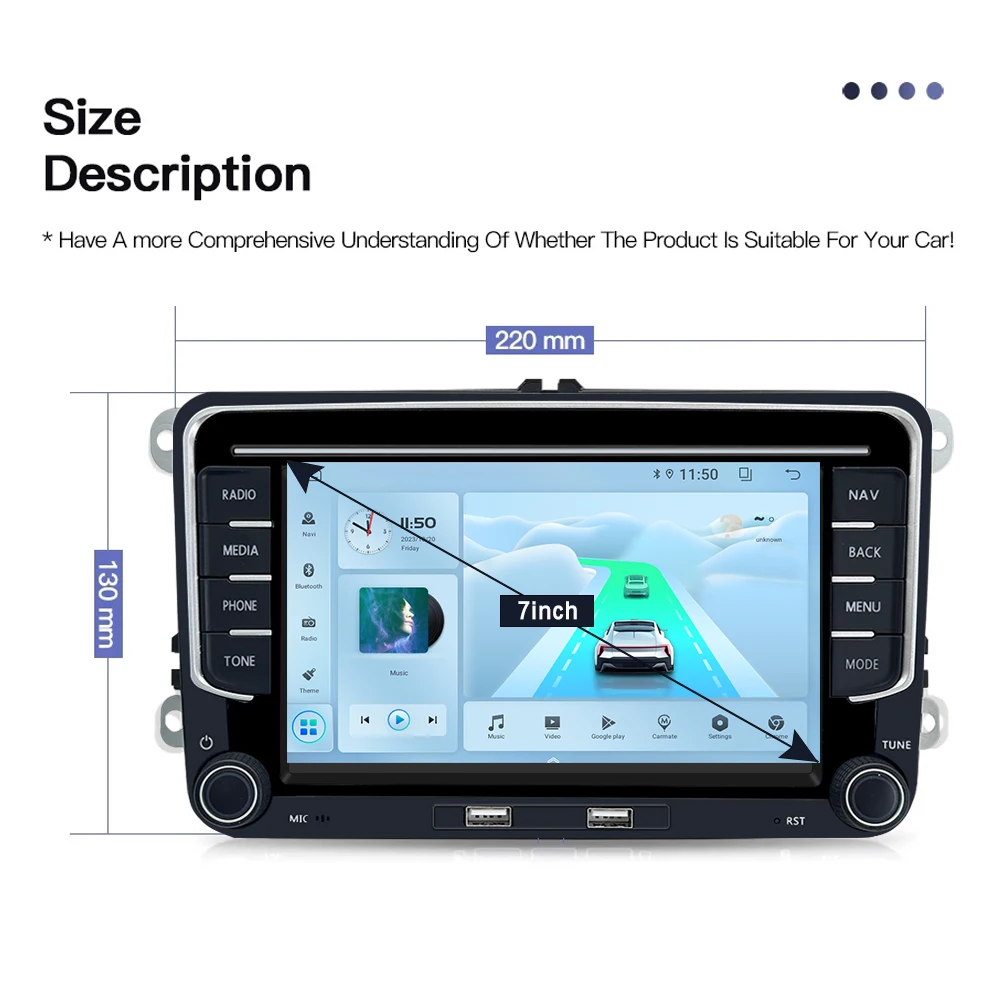 راديو السيارة مشغل الوسائط المتعددة ، أندرويد 13 ، 7 بوصة ، سيارة ، GPS ، BT ، وحدة رئيسية ، واي فاي ، DSP ، فيديو 2 دين ، VW Golf 5 ، 6 ، بولو 6R