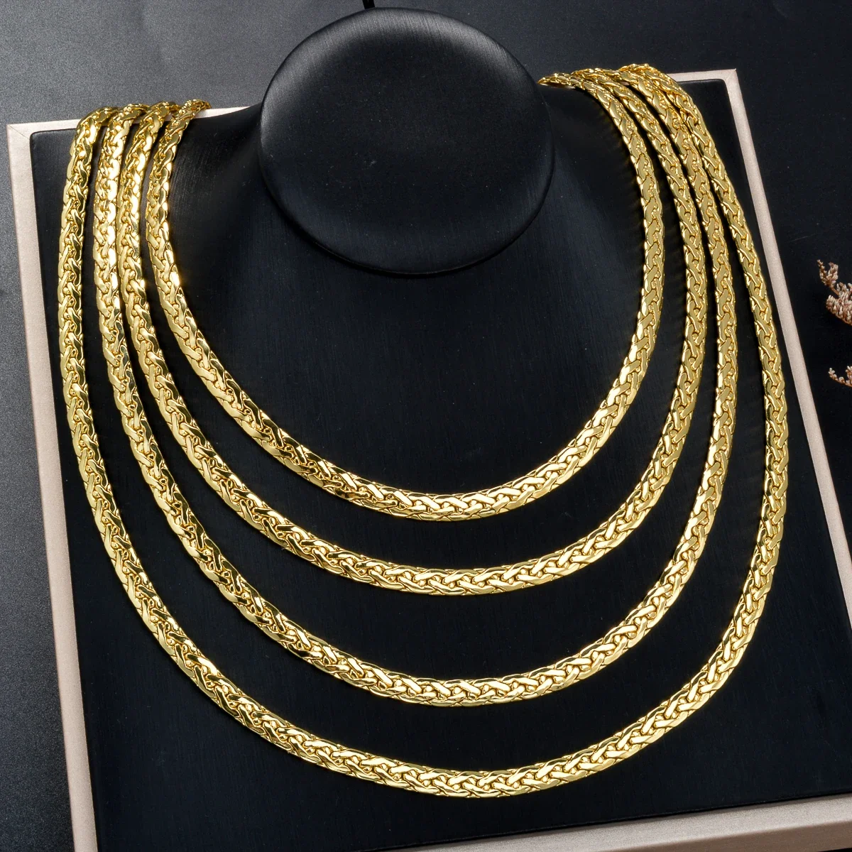 Einfache Halskette Schmuck Mode Italien 750 18 Karat vergoldet flache Schlangenkette afrikanische Hochzeit Geburtstagsgeschenk Party – Detail 6