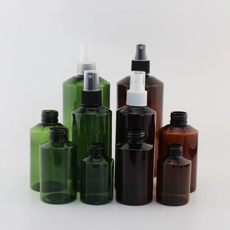 50ml 100ml 150ml 200ml  500ml Empty Cosmetic Plastic Containers With Mist Spray Perfume Pump Green Bottle Refillable Packaging