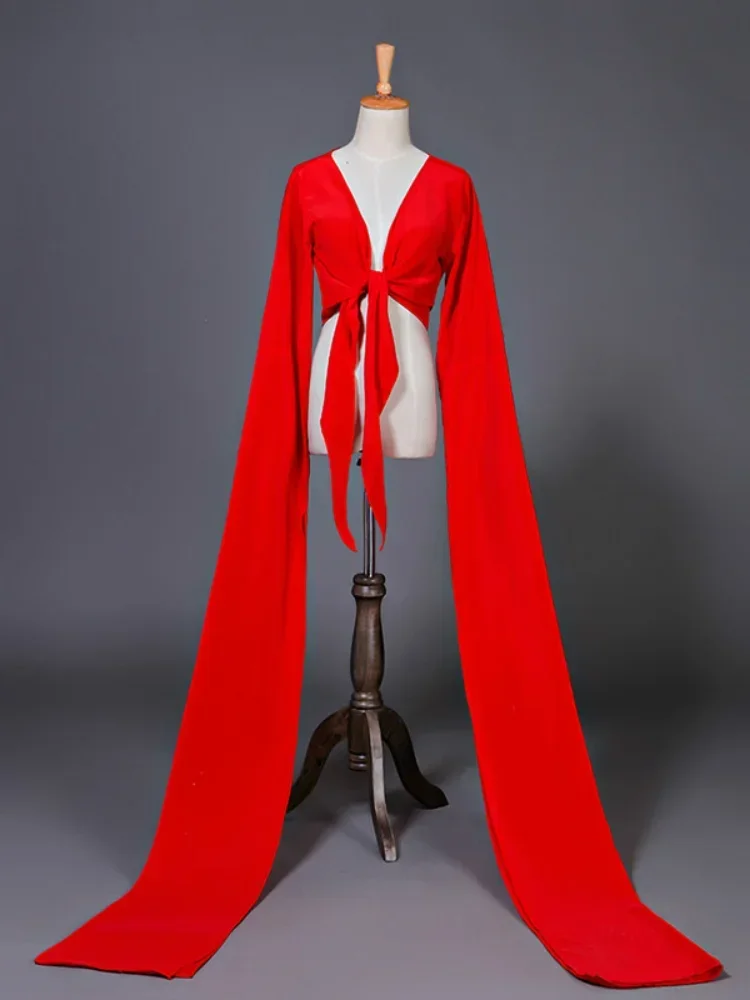 Manches d'eau en mousseline de soie, hauts d'entraînement de danse Yangko, danse classique chinoise, danse nationale Hanfu, Costume tibétain d'opéra de pékin