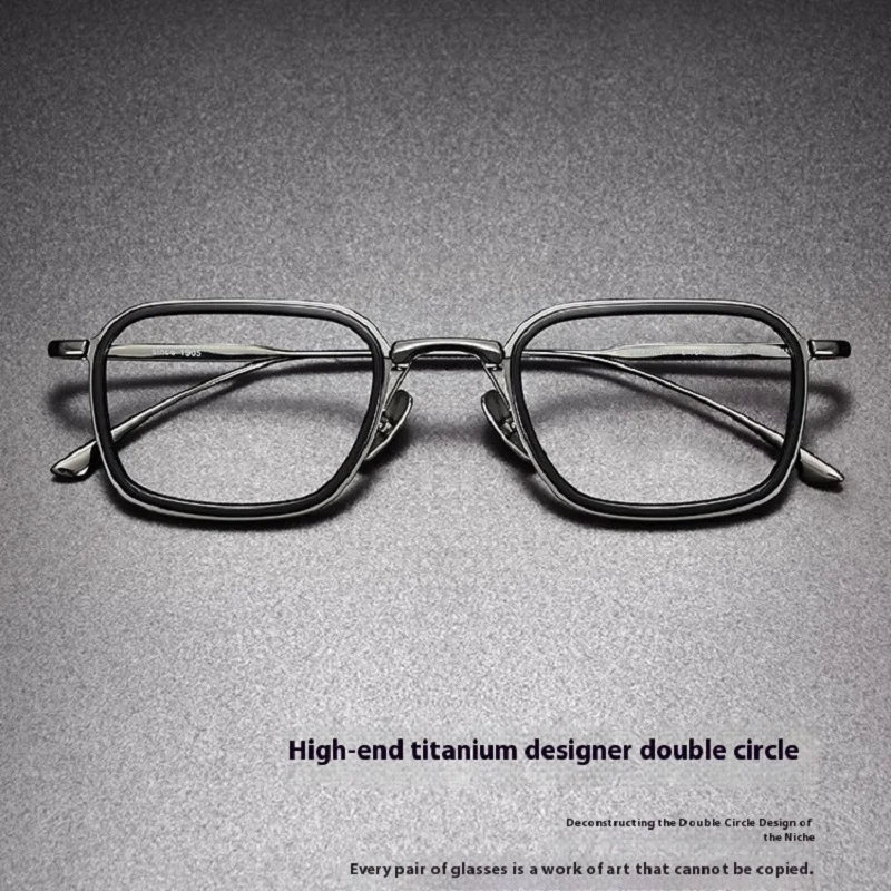 موضة جديدة إطار من التيتانيوم الأعمال إطار مربع رجل الزجاج مكافحة الضوء الأزرق وصفة طبية مخصصة قصر النظر مد البصر الزجاج للنساء
