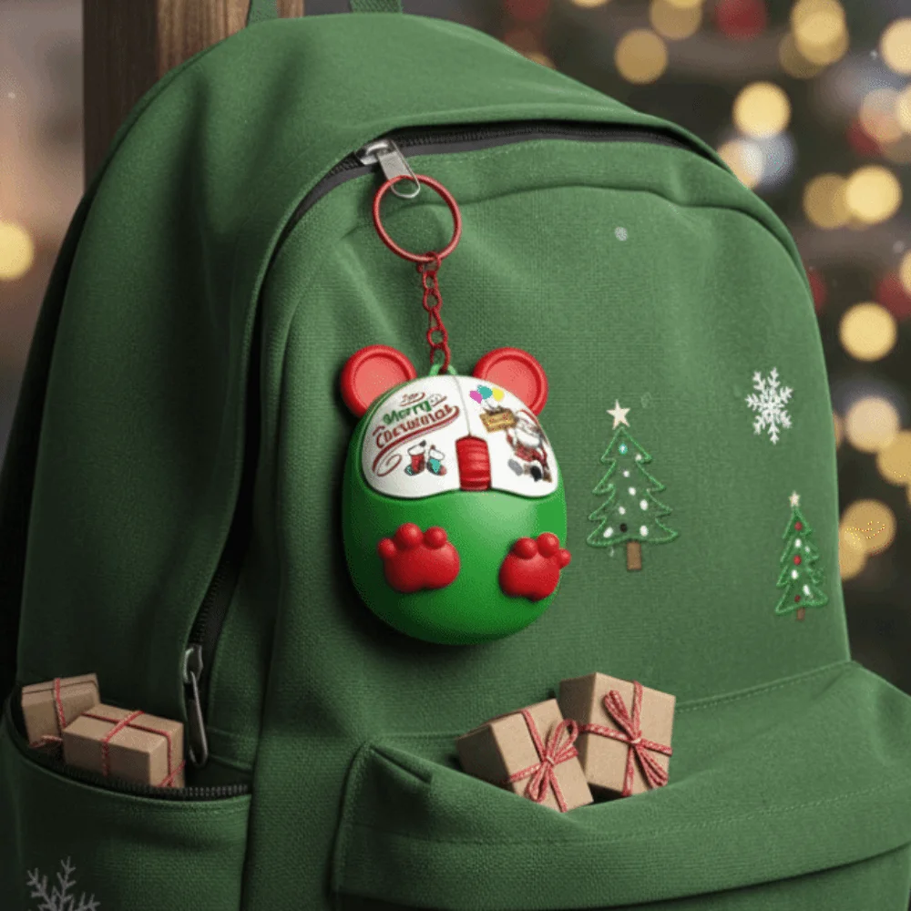 Light-emitting Glowing Christmas Key Chain Clickable Auditory-feedback LED Mouse Clicker Educational Pocket-sized