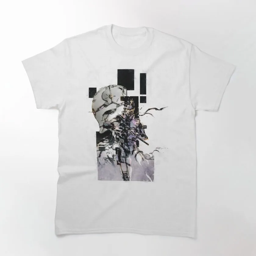 Solid Snake and Cyborg Ninja MSG grey fox cyborg ninja Metal Gear Solid Kojima Video game Printed t-shirt Mens graphic tshirts