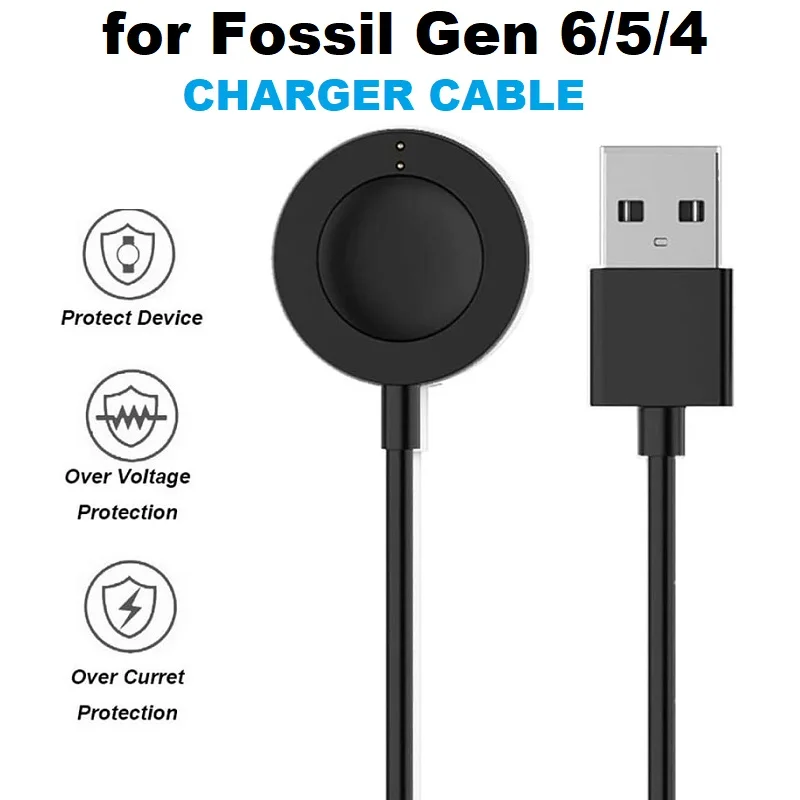 Smart Watch Charger Cable for Fossil Gen 6/Gen 5E/Carlyle/Julianna/Garrett HR/Gen4 Explorist/Venture HR USB Charging Cords Dock