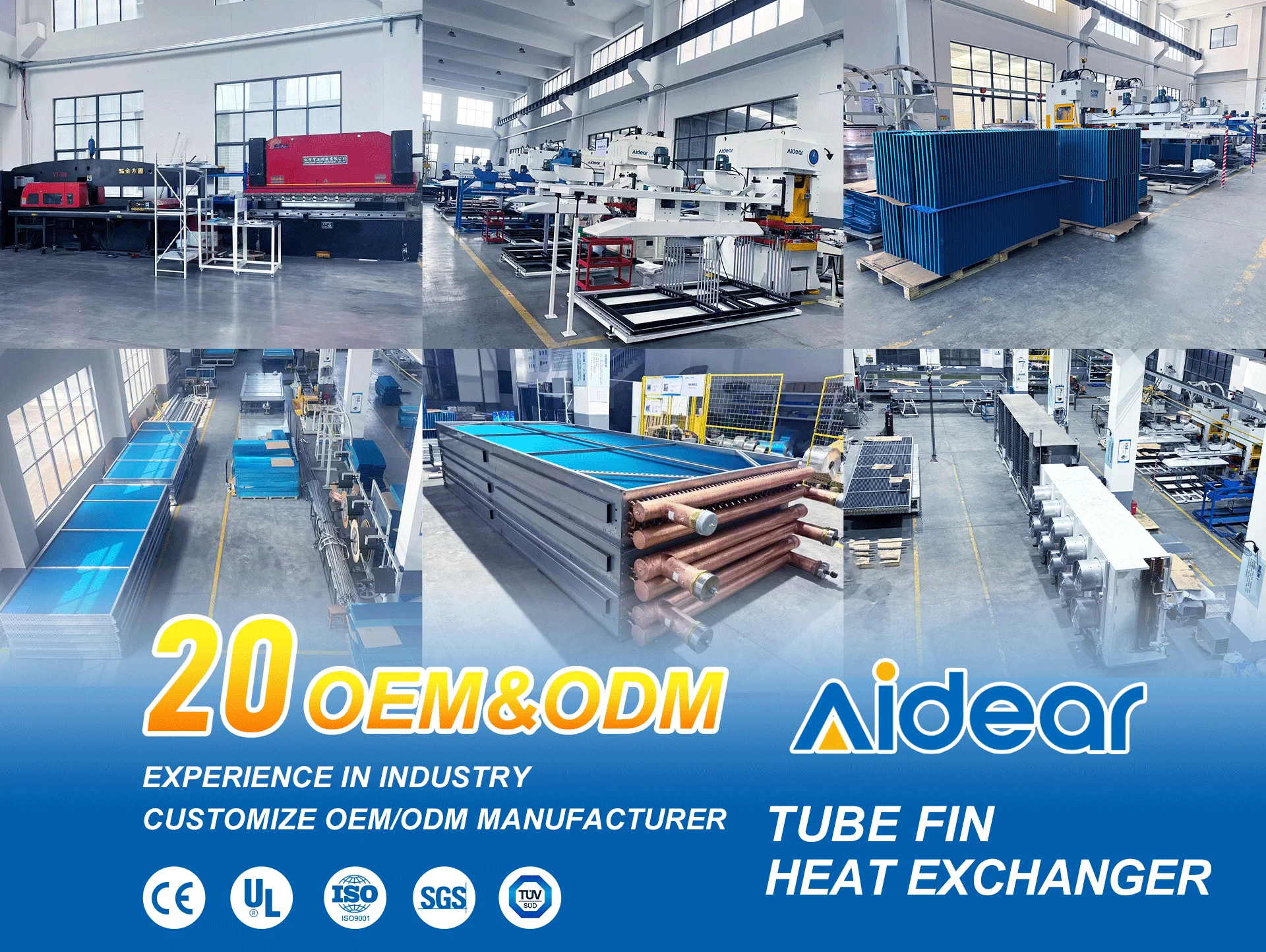 Aidear Customized Condenser Clear AL Fins Copper Tubes Heat Exchanger With Tubes Fin