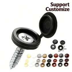100pcs Hinged Plastic Screw Cap Cover Nuts Fold Snap Protective Cap Button For Car Furniture Nuts Bolts Support Customize