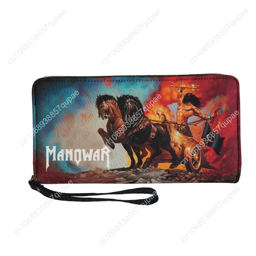 Manowar Band Custom Wallet Purse Mens Womens Zipper Long Wallets Double Print Personalized Photo Portable Wallet Gift Bag