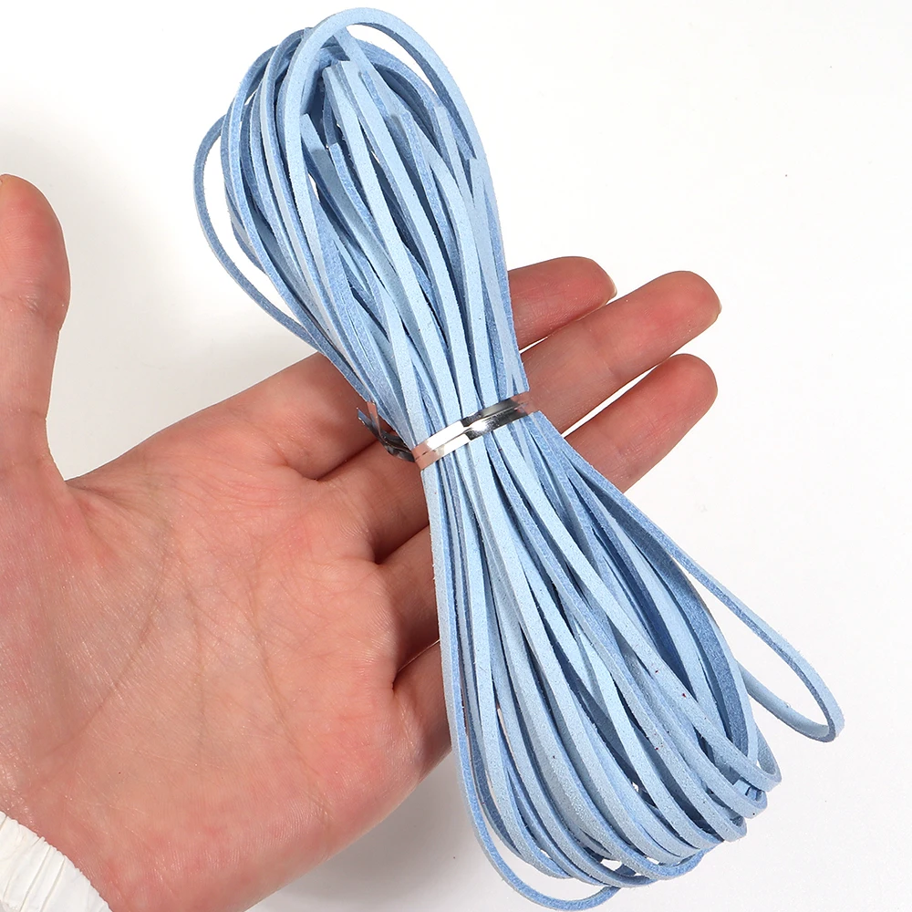 10 Stück 95cm Bunte Flache Lederschnur Kunstwildleder-Kordel Samt-Perlenband für DIY Schmuck Armband Halskette Schlüsselanhänger – Detail 7