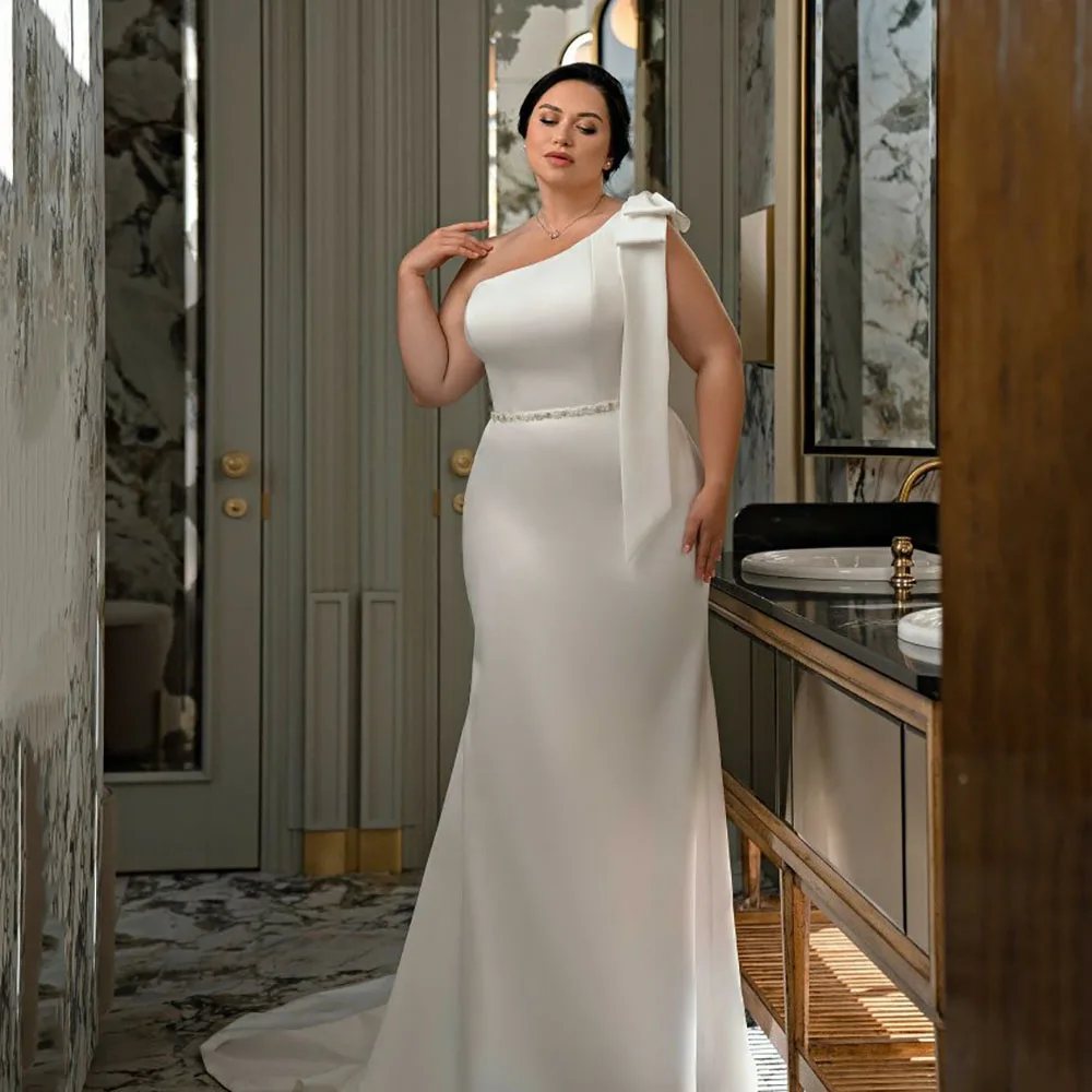 

Msikoods 2025 Simple Modest Long Sleeve Wedding Dress High Neck Mermaid Floor Length Lace Women Brides Bridal Dress Customized