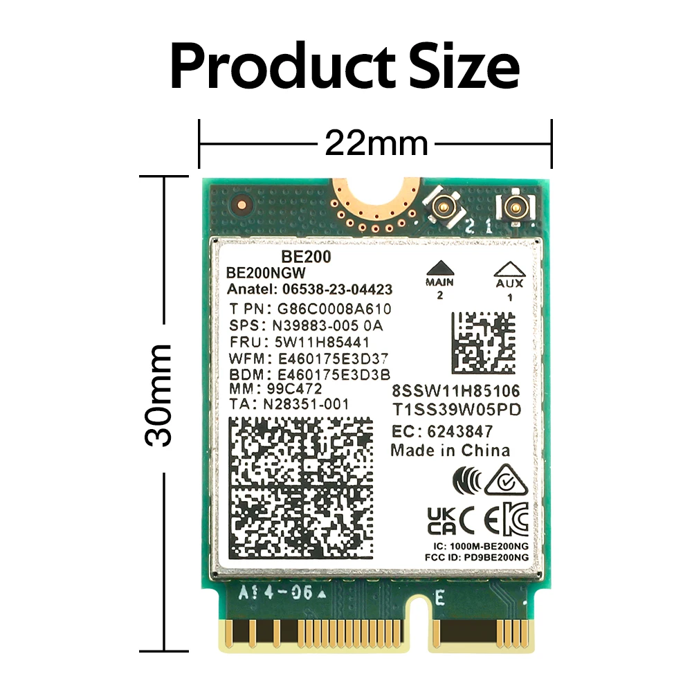 Imagem -06 - Placa de Rede Adaptador sem Fio Wifi para Be200 Bluetooth 5.4 Be200ngw 802.11be 2.4 6ghz Windows 10 11 pc Laptop