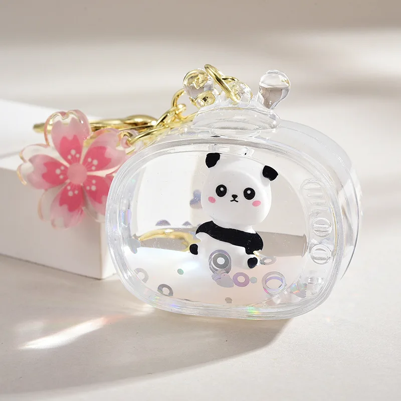 10pcs/lot creative style acrylic tv panda keychain panda key ring