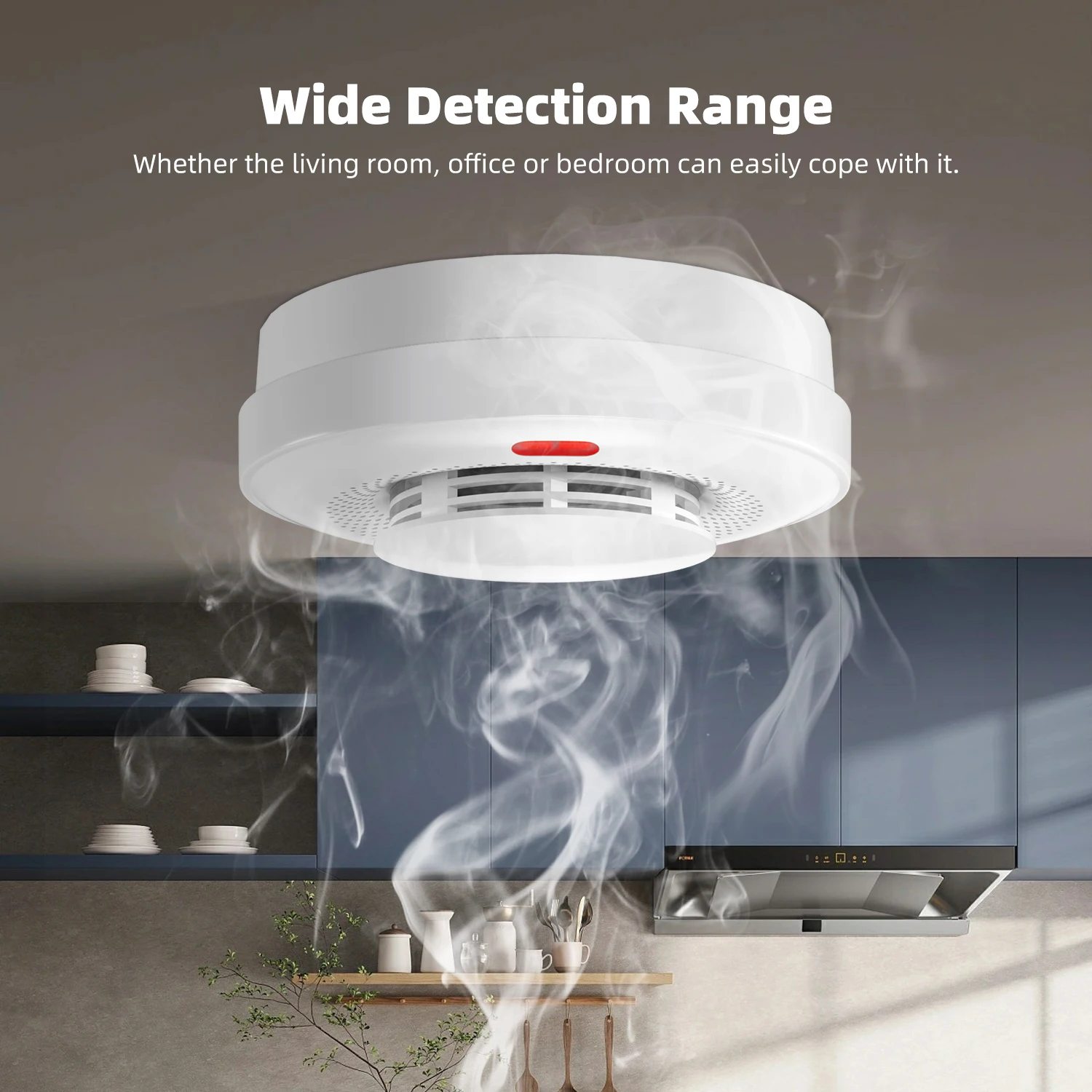 Work with tuya WiFi RF433 Wireless 80dB Sound Alarm Smoke Detector Home Security Fire Alarm System Smoke Sensor