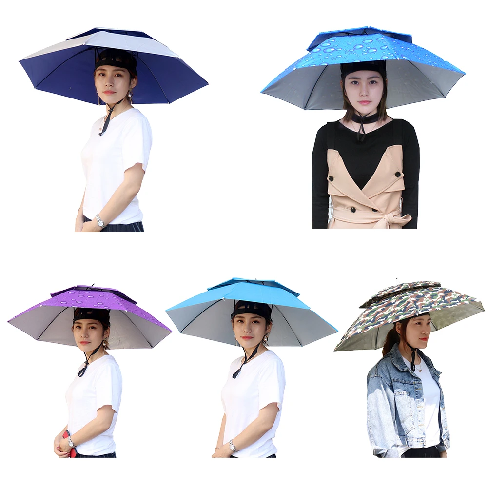 ポータブル雨傘帽子折りたたみ式屋外釣り人日よけ防水キャンプ釣り帽子キャップビーチヘッドハット