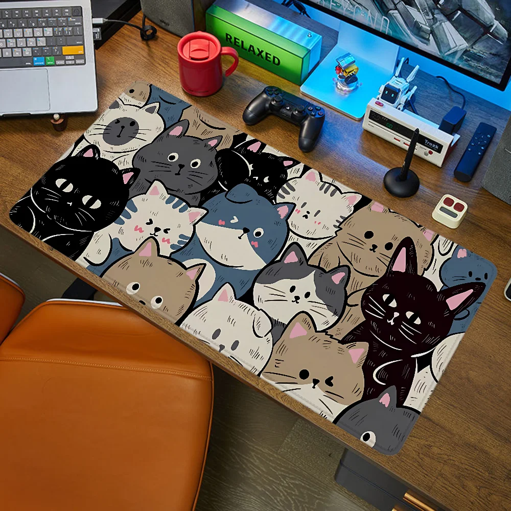 Cat Pk Control Mouse Pad Anime Gaming Mats Gamer Desk Accessories Office Computer Table Mousepad Mat Large Pc Xxl Mause Pads