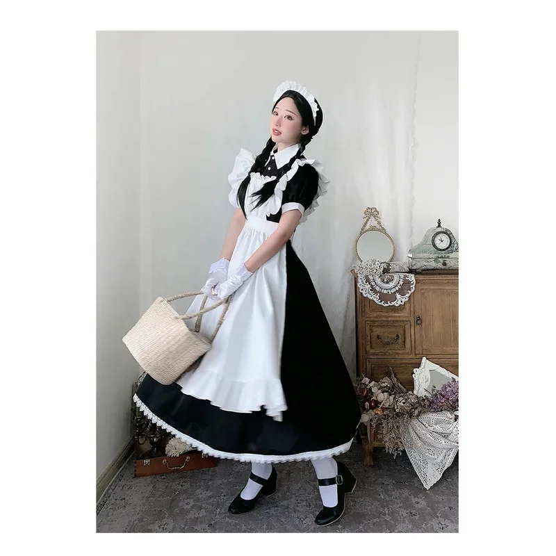 Women maid outfit anime long dress French court maid dress Lolita cosplay costume dresses