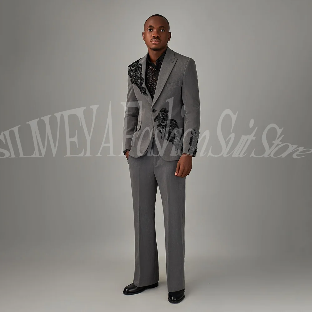 

High-end Men Suits Wedding Business Casual Tuxedo Slim Fit 2 Pieces Fashion Notch Lapel One Button Male Blazer Costume Homme