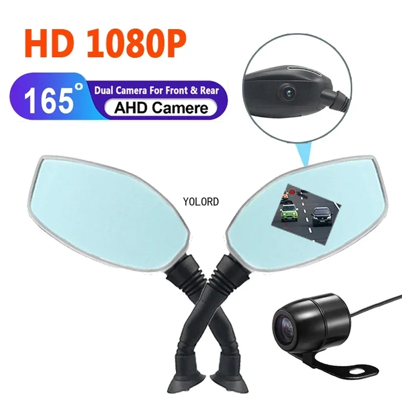 1080P Motorcycle DVR Dash Cam Dual Lens Front & Rear View Mirror Camera 165 Degree Wide Angel Waterproof