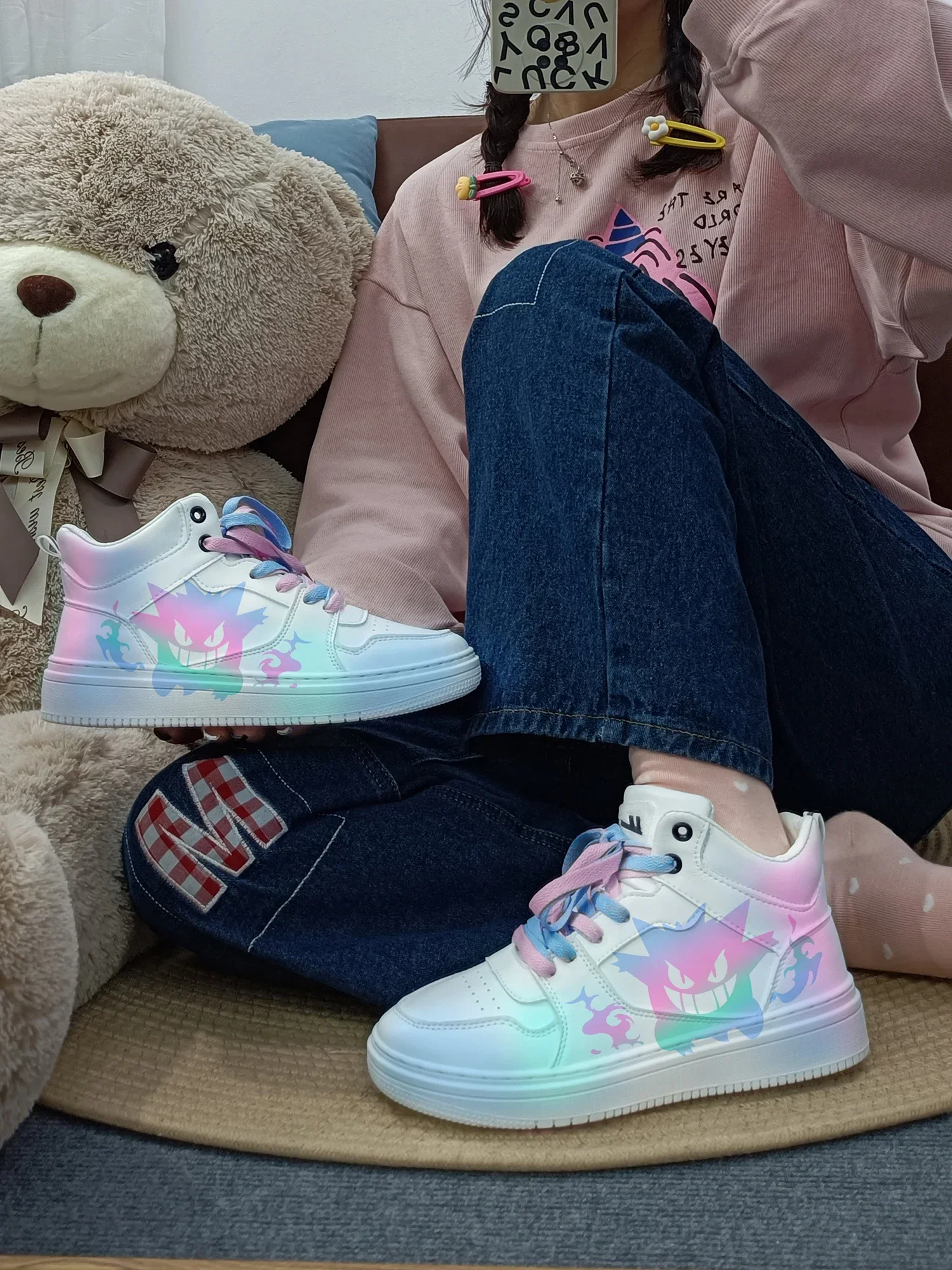 Pokemon Anime Gengar scarpe Casual Gengar Sneakers da donna Outdoor Chunky Trainers Platform scarpe basse di alta qualità e durevole