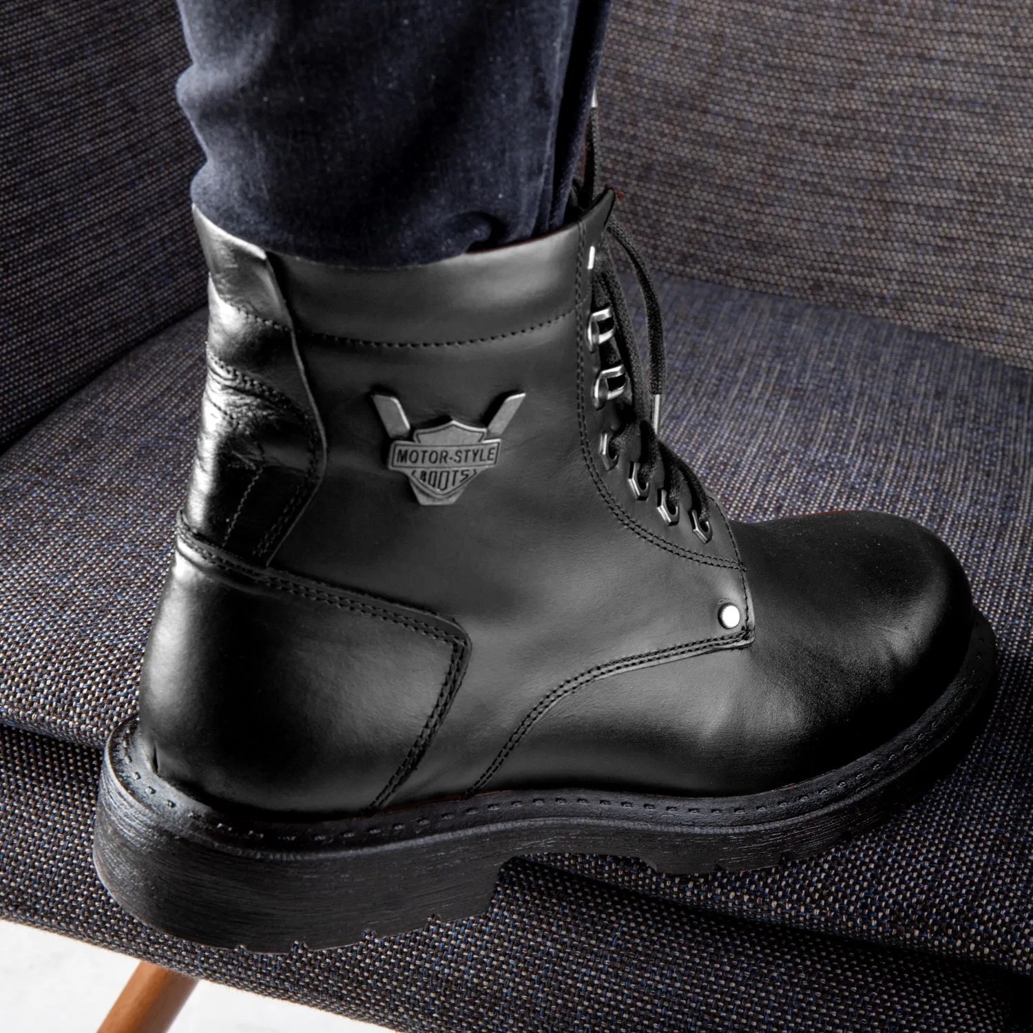 Ducavelli Glaz Genuine Leather Men's Lace-Up Boots, Harley Boots image 3